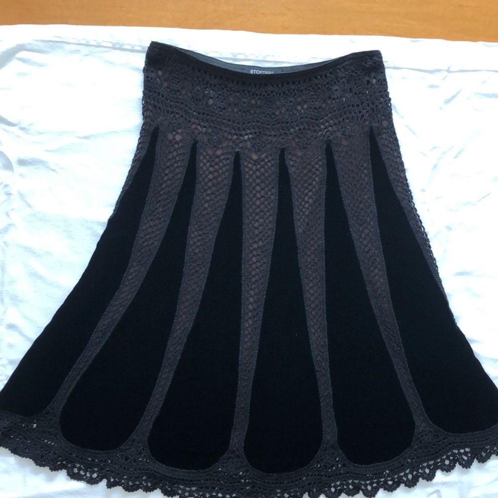 Etcetera black velvet full skirt. Size 6